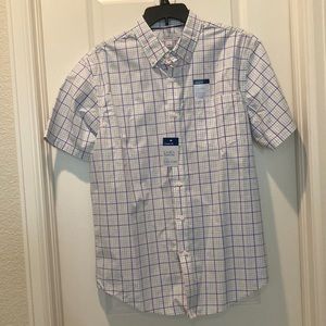 NWT Large Men’s Short Sleeve Croft & Barrow Button Down Shirt Plaid Pattern